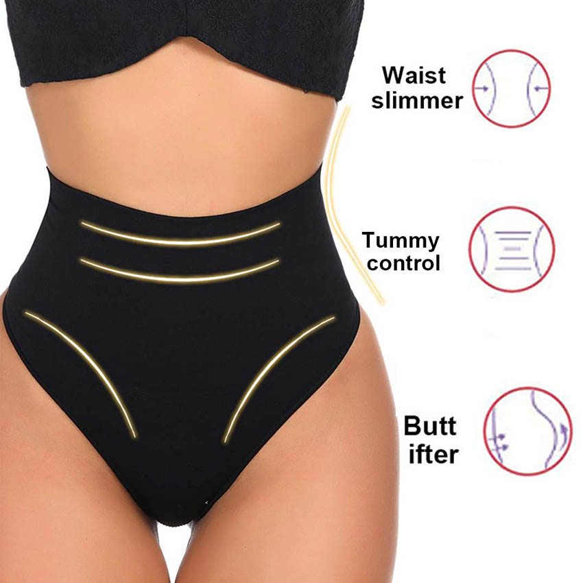 Women Thong Panty Shaper High Waist Tummy Control Panties Slimming Underwear  Waist Trainer Shaping Briefs Butt Lifter Shapewear